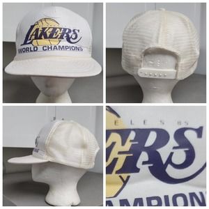 Vtg 1985 Los Angeles Lakers World Champions Trucker Hat